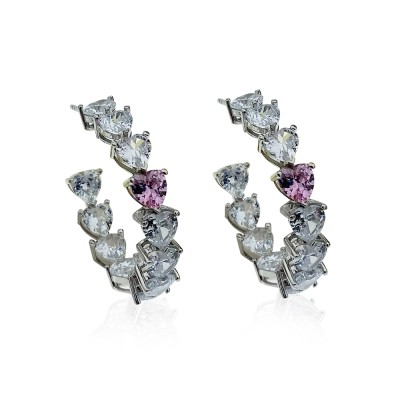 by Eda Çetin - King Pink Heart Hoop Earrings