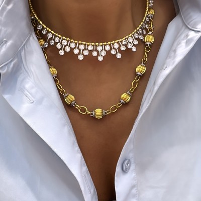 Lionel Gold Pendant Stone Necklace - Thumbnail