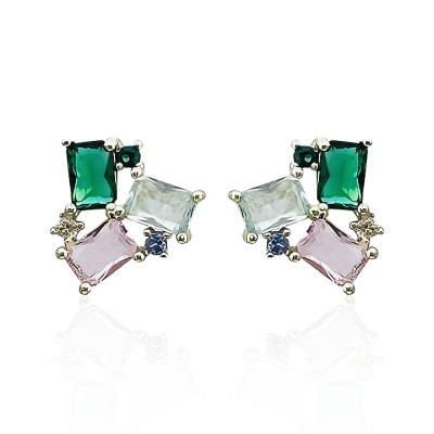 Lola Colored Stone Earrings - Thumbnail