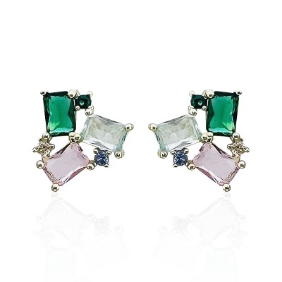 Lola Colored Stone Earrings - Thumbnail