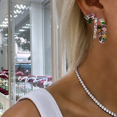 Lola Colored Stone Earrings - Thumbnail