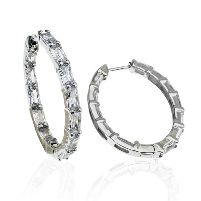 Lorenz Baguette Hoop Earrings - Thumbnail