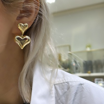 byEdaÇetin - Love Double Heart Earring