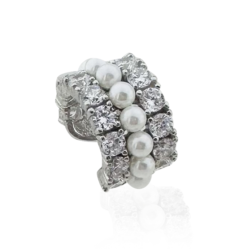 Luve İncili Taşlı Kıkırdak Küpe - 1