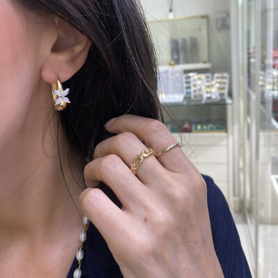 Luzia Stone Hoop Earrings - by Eda Çetin