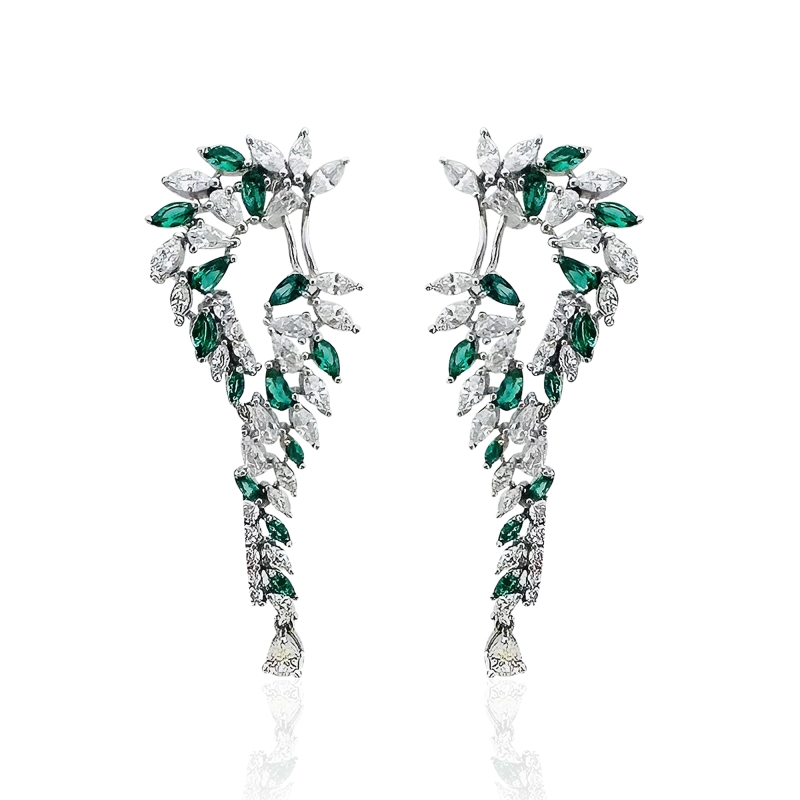 Malinda Green Sequined Stone Earrings