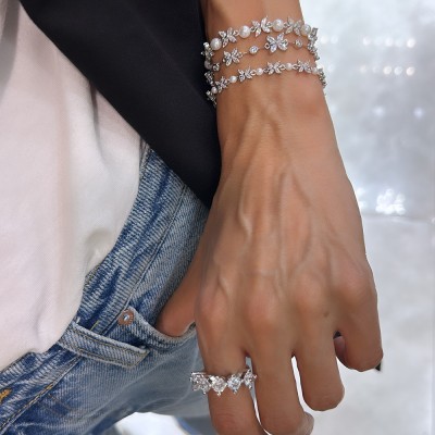byEdaÇetin - Marquise Tennis Bracelet with Rows of Pearls - Small Form (1)