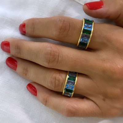 Meis Colored Baguette Ring - Thumbnail