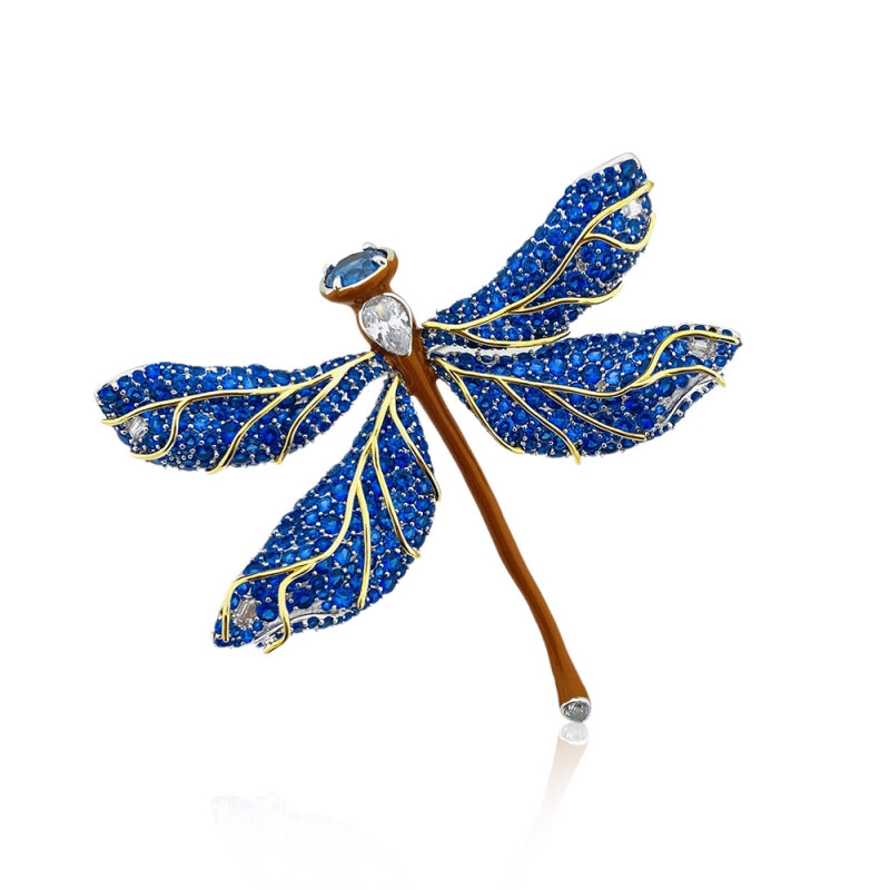 Mia Enameled Dragonfly Brooch - 1