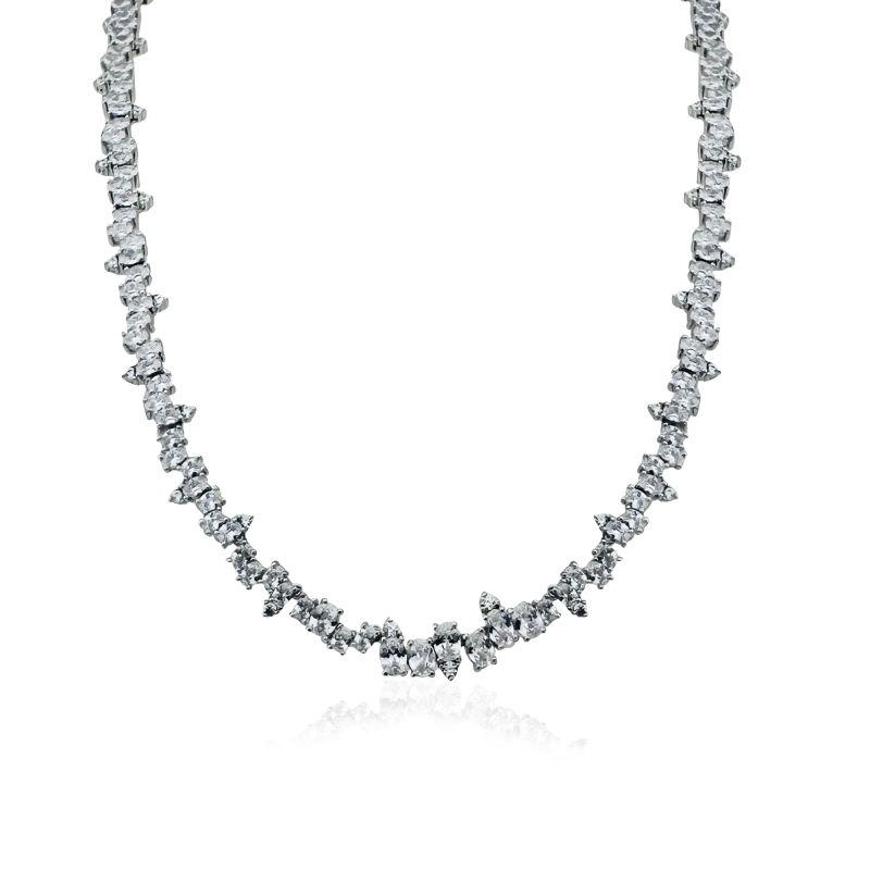 Milena Sequenced Stone Tennis Necklace - 1