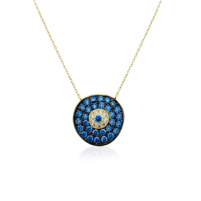 Minos Evil Eye Bead Necklace - Light Blue - by Eda Çetin