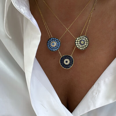Minos Evil Eye Bead Necklace - Light Blue - by Eda Çetin