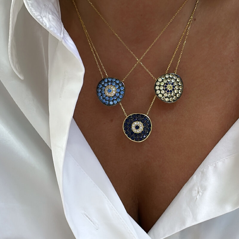 Minos Evil Eye Bead Necklace - Light Blue - 3