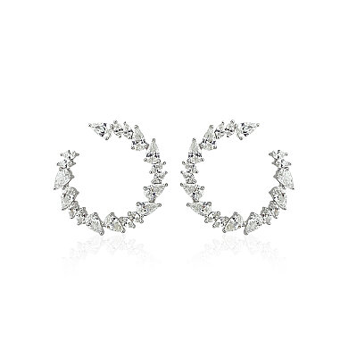Moissanite Asymmetrical Cut Earrings - by Eda Çetin