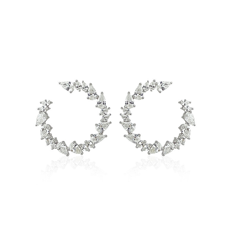 Moissanite Asymmetrical Cut Earrings - 1