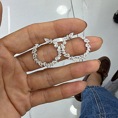 Moissanite Asymmetrical Cut Earrings - by Eda Çetin
