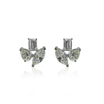 Moissanite Asymmetrical Earrings - by Eda Çetin