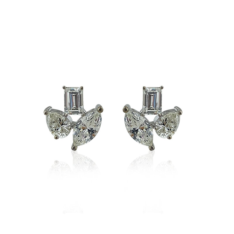 Moissanite Asymmetrical Earrings - 1