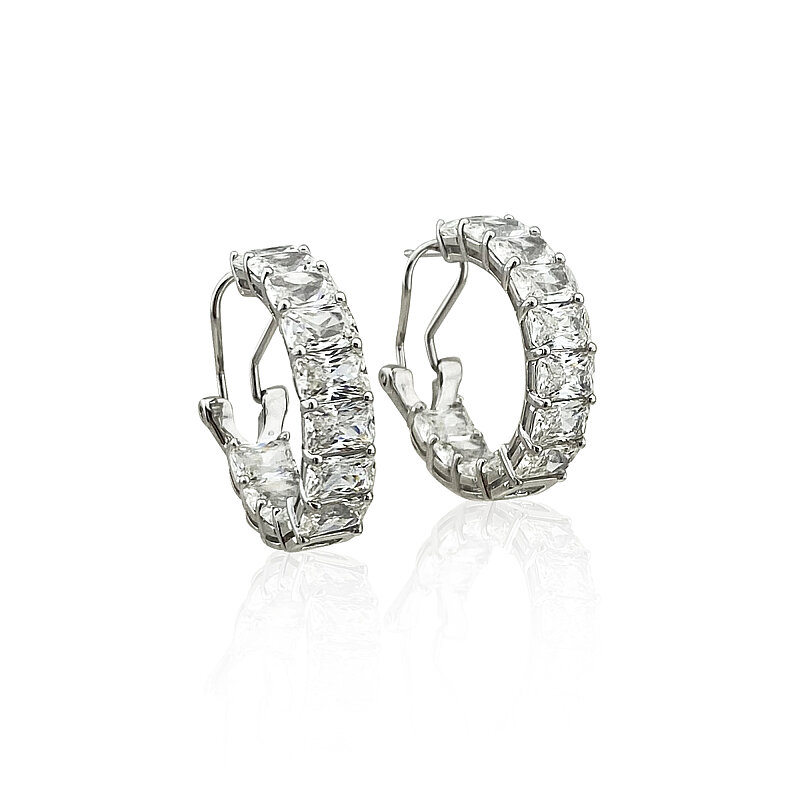 Moissanite Baguette Hoop Earrings - 1