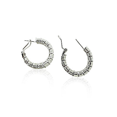 Moissanite Baguette Hoop Earrings - by Eda Çetin