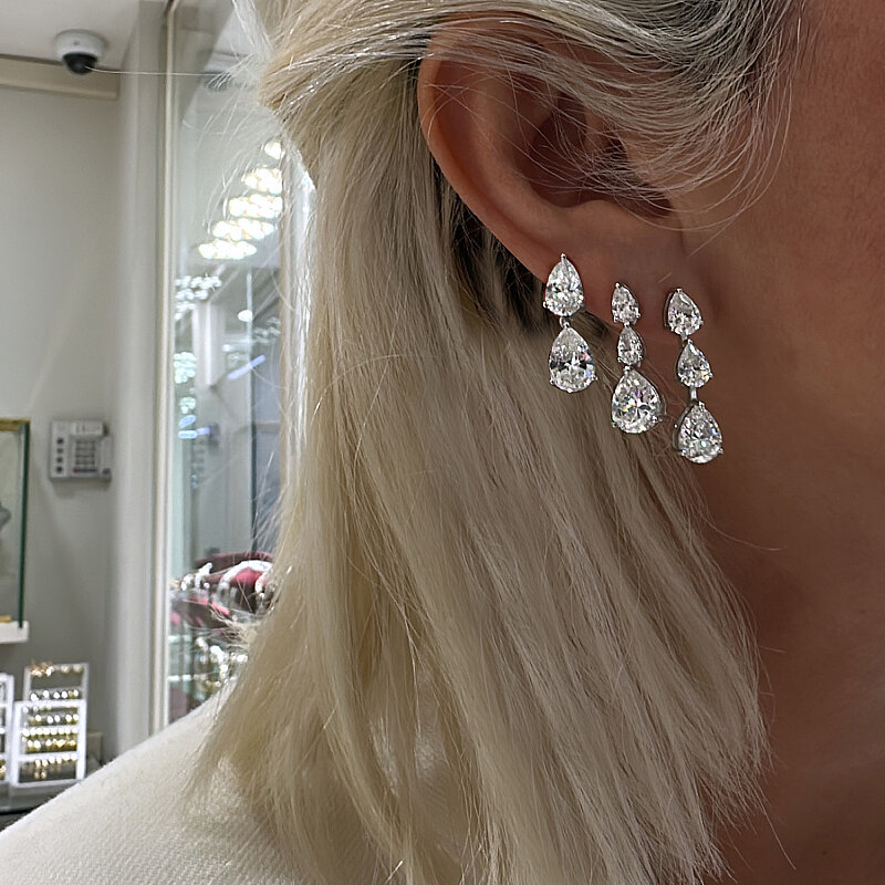 Moissanite Drop Earrings - 2
