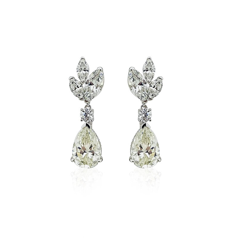 Moissanite Floral Teardrop Earrings - 1