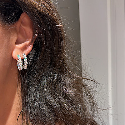 Moissanite Hoop Earrings - by Eda Çetin