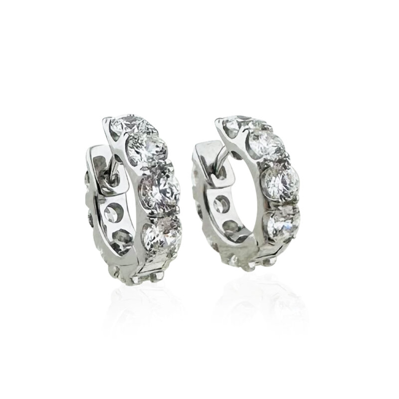 Moissanite Hoop Earrings, Thick Form - 1 cm Diameter - 1