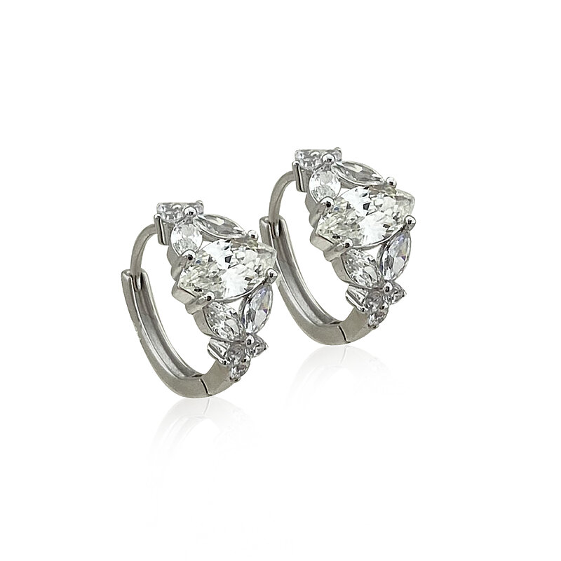 Moissanite Marquise Hoop Earrings - 1