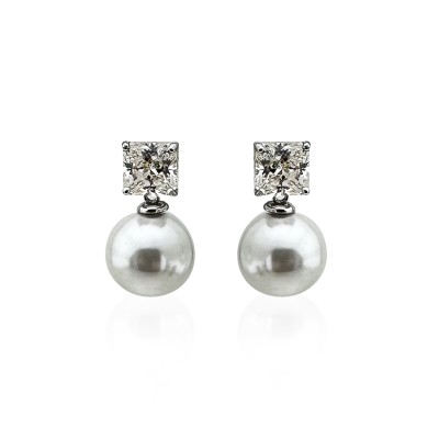 Moissanite Pearl Earring - Thumbnail