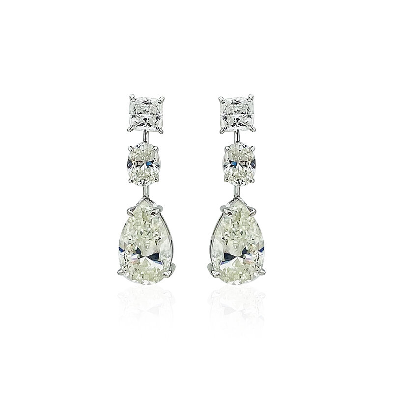 Moissanite Pendant Drop Earrings - 1
