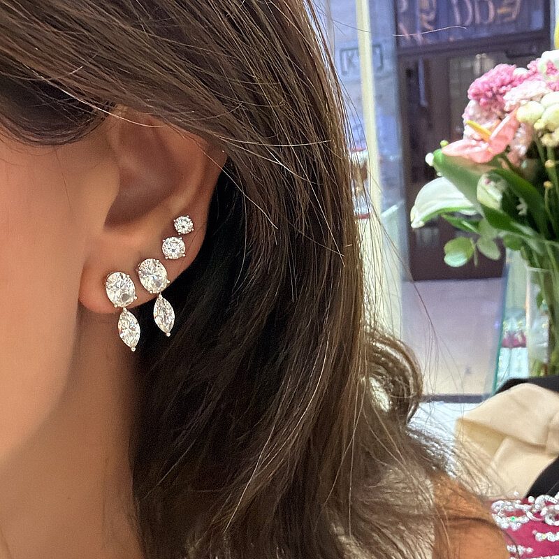 Moissanite Pendant Marquise Earrings - 1