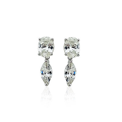Moissanite Pendant Marquise Earrings - by Eda Çetin