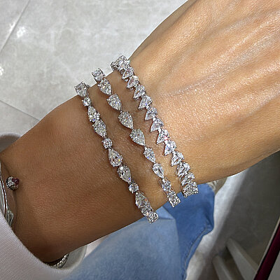Moissanite Row Teardrop Tennis Bracelet - by Eda Çetin