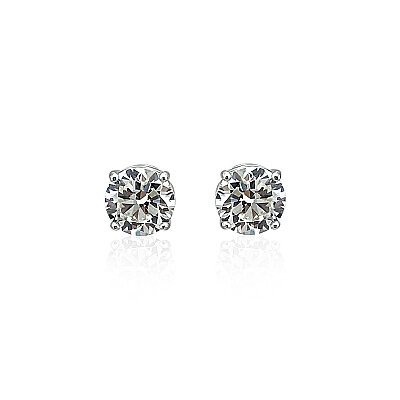 Moissanite Solitaire Earrings - 2 Carat 4-Prong - by Eda Çetin