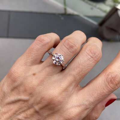 Moissanite Solitaire Ring - 2 Carat - by Eda Çetin