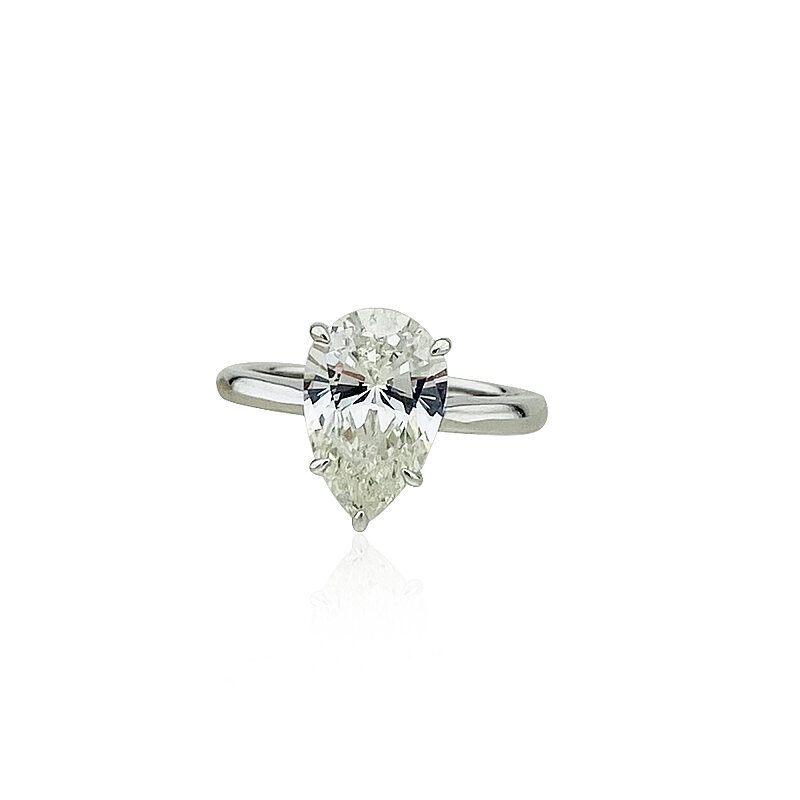 Moissanite Solitaire Teardrop Ring - 2