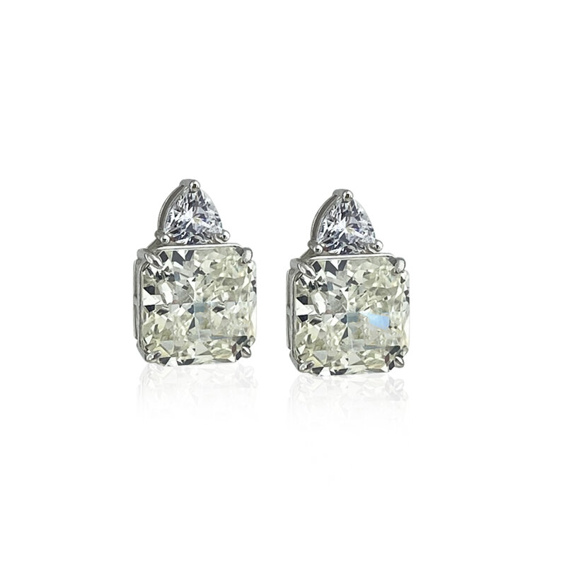 Moissanite Square Moon Earrings - 1