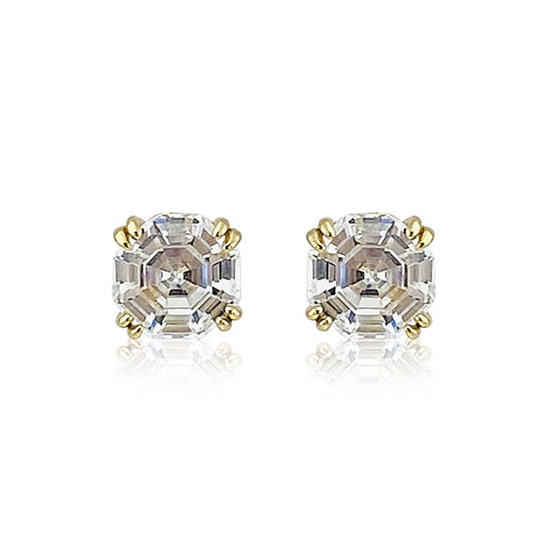 Moissanite Square Solitaire Earring - 2 Carat - 1