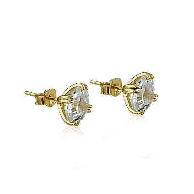 Moissanite Square Solitaire Earring - 2 Carat - by Eda Çetin