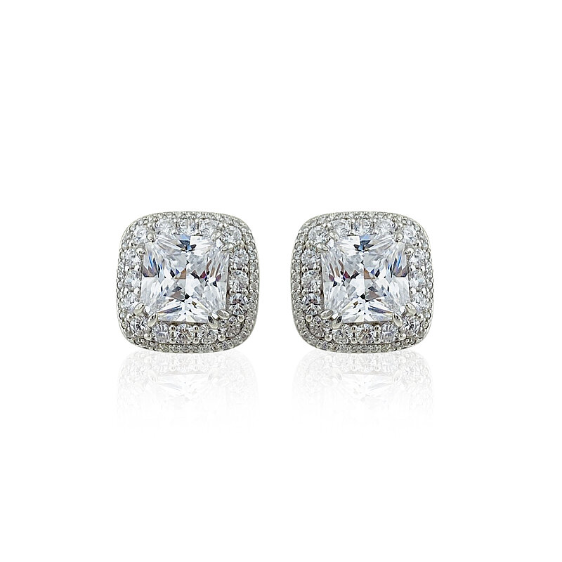 Moissanite Square Stone Earrings - 1