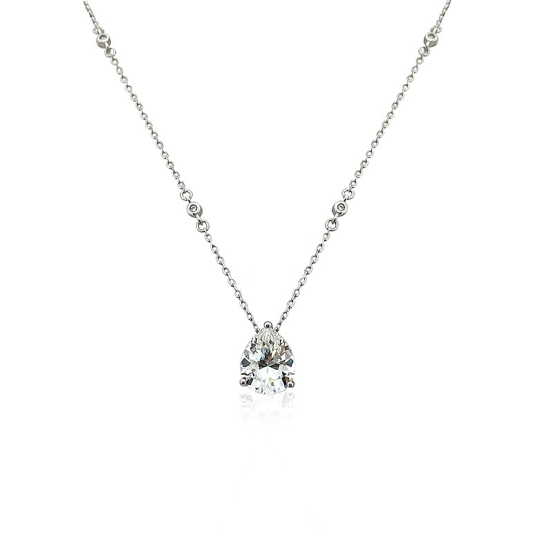 Moissanite Teardrop Necklace - 2 Carat - 1