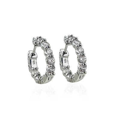 Moissanite Thin Form Hoop Earrings - 1 cm Diameter - by Eda Çetin