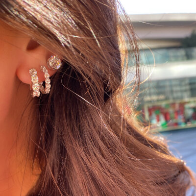 Moissanite Thin Form Hoop Earrings - 1 cm Diameter - by Eda Çetin