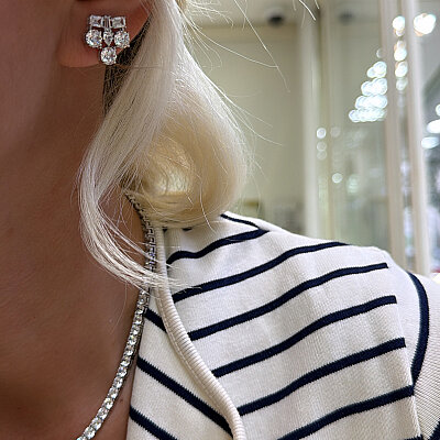 Moissanite Three Stone Earrings - by Eda Çetin