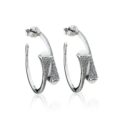 Monaco Stone Hoop Earrings - Thumbnail