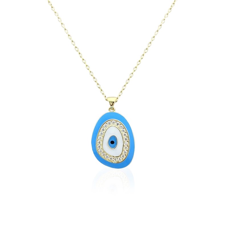 Enamel Evil Eye Bead Necklace - 3