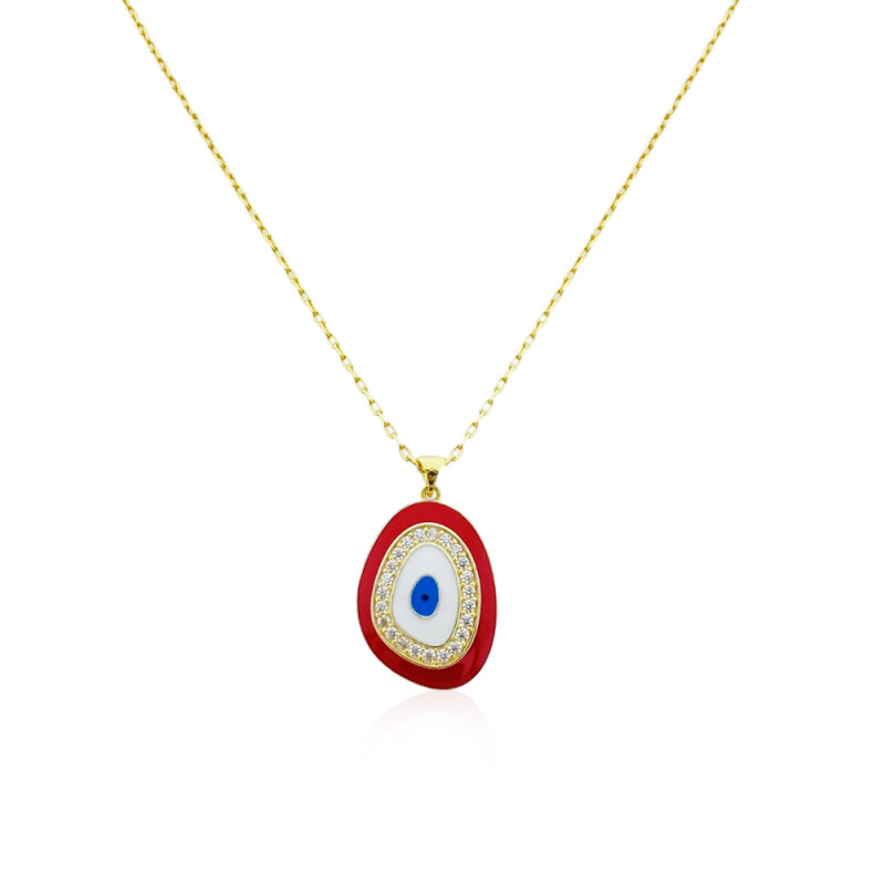 Enamel Evil Eye Bead Necklace - 5