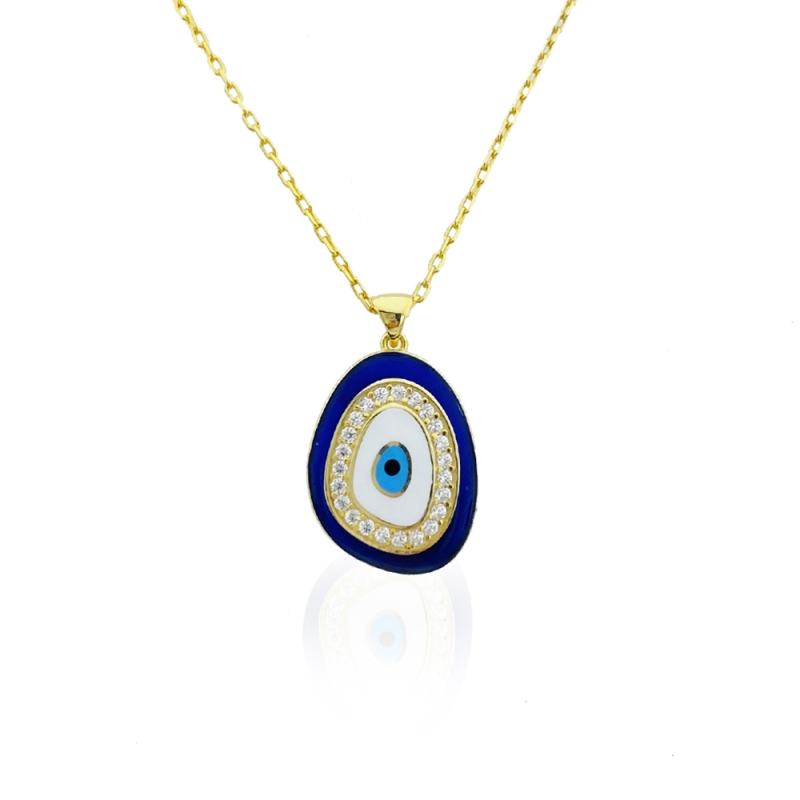 Enamel Evil Eye Bead Necklace