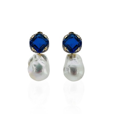 by Eda Çetin - Navy Blue Pearl Earrings